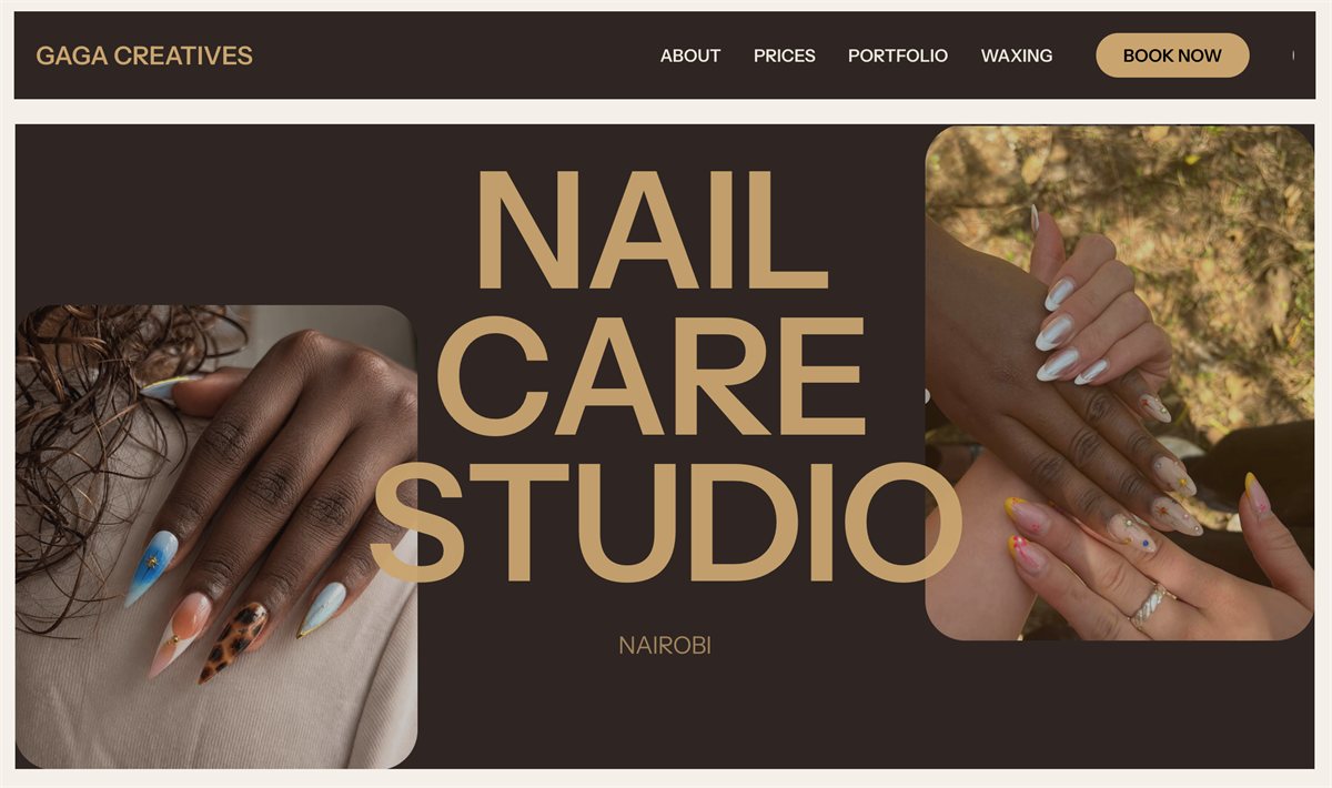 Gaga Creatives nail studio — website design by ENA Design